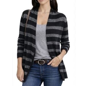 White House Black Market Open Cardigan Stripes Metallic Silver Going Out M